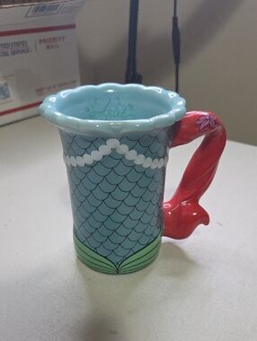 Disney Mermaid Tail Ceramic Mug with Red Tail Handle